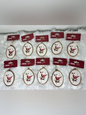 Red Cardinal Ornaments - Set of 10